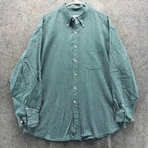 Brooks Brothers Shirt Mens Large Green Check Long Sleeve Button Front Casual